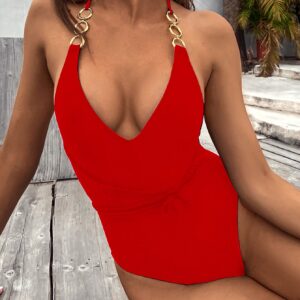 Aliexpress Amazon Female Solid Color One-Piece Swimsuit Sexy Bikini Bikini Yw19