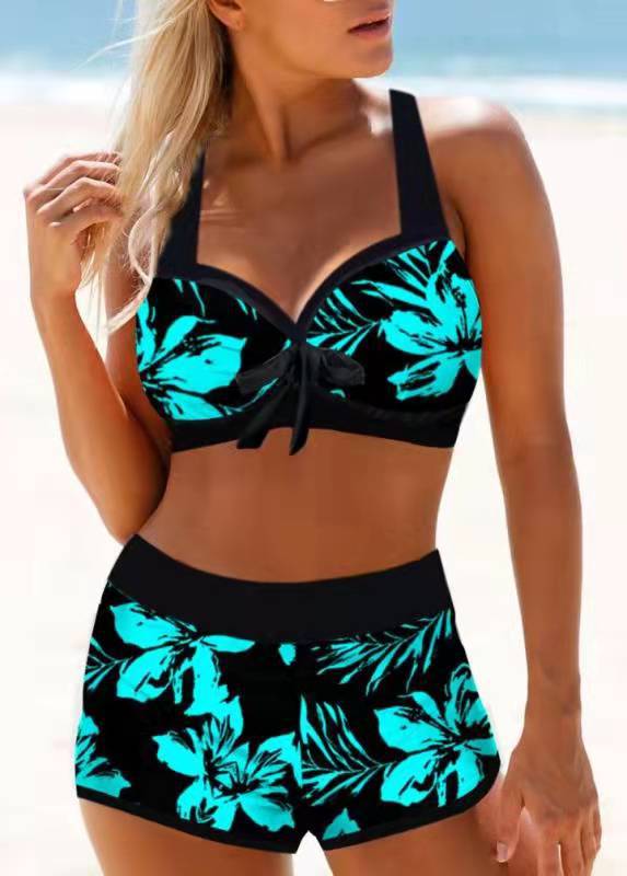 Women's Split High Waist Printed New Bikini Swimwear - Image 3