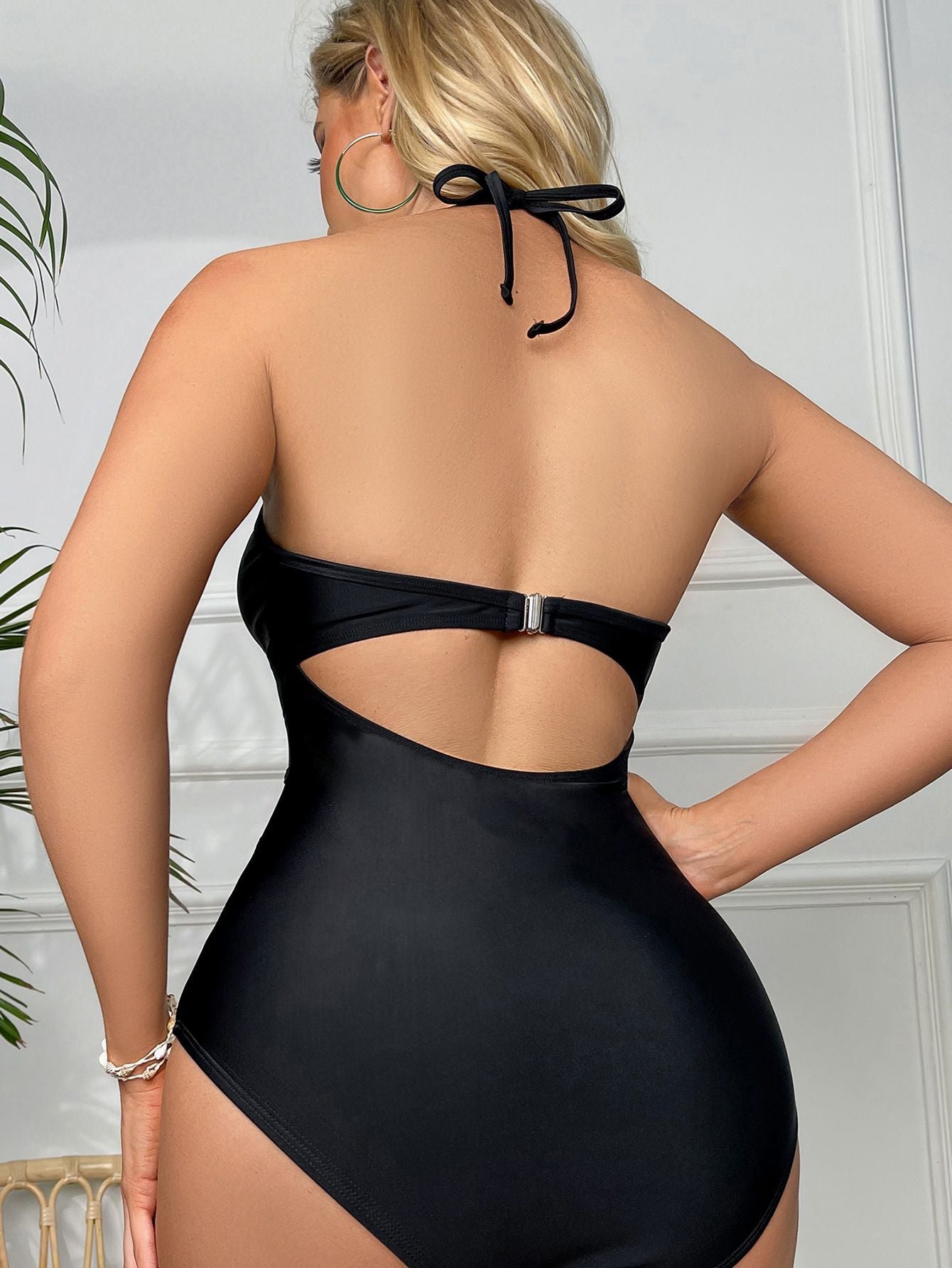 Women's Black One Piece High Waist Bikini Swimsuit - Image 3