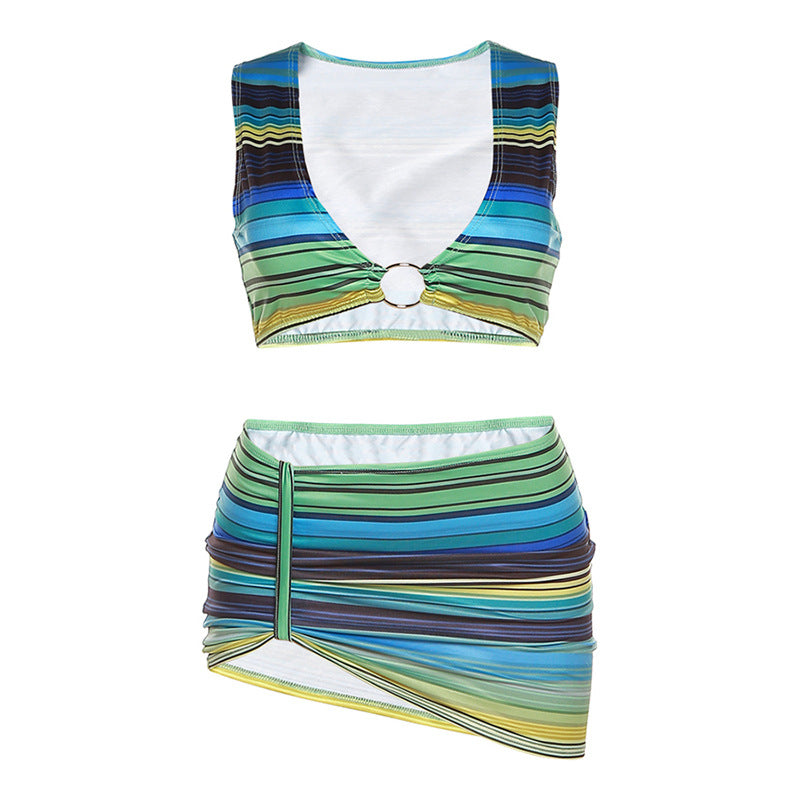 Women's New Fashion V-neck Low-cut Sexy Hip Skirt Suit - Image 6