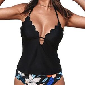 Ladies Fashion Cutout Lace-Up Halter Swimsuit