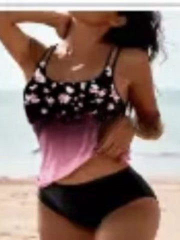 Retro Split High Waist Bikini Beach Print Strap Swimsuit - Image 6