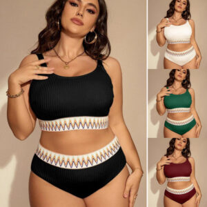 Plus Size High Waist Split Bikini Women's Swimsuit